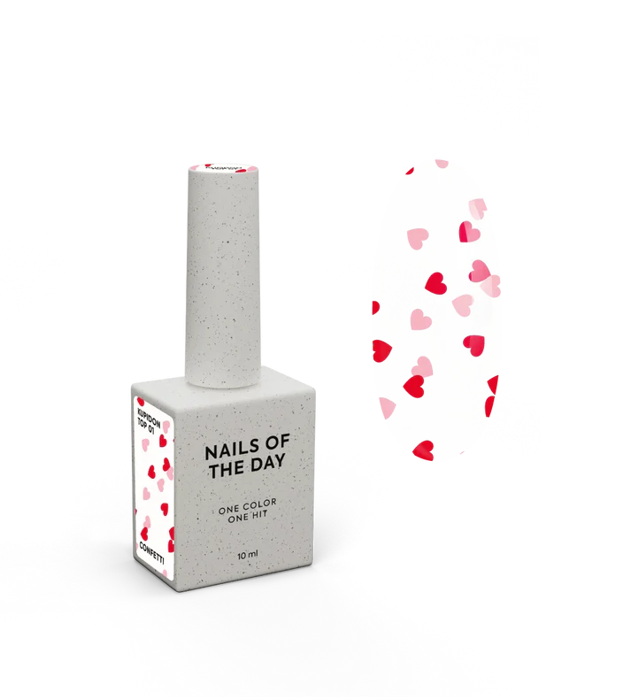 NAILSOFTHEDAY Kupidon top 01 top con corazones rojos  10 ml