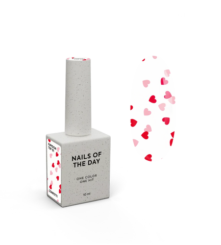 NAILSOFTHEDAY Kupidon top 01 top con corazones rojos  10 ml