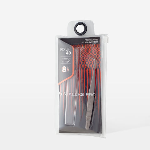 Pinzas de pestañas profesionales EXPERT 40 TYPE 8 (pinzas curvadas para extensión de volumen,85')