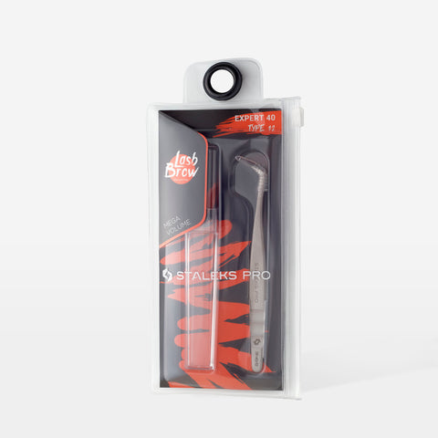 Pinzas de pestañas profesionales EXPERT 40 TYPE 12 (pinzas curvadas para extensión de volumen,65')