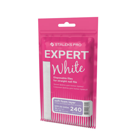 Recambios desechables blancos con espuma para lima de uñas recta EXPERT 20 240 grit (30un.)