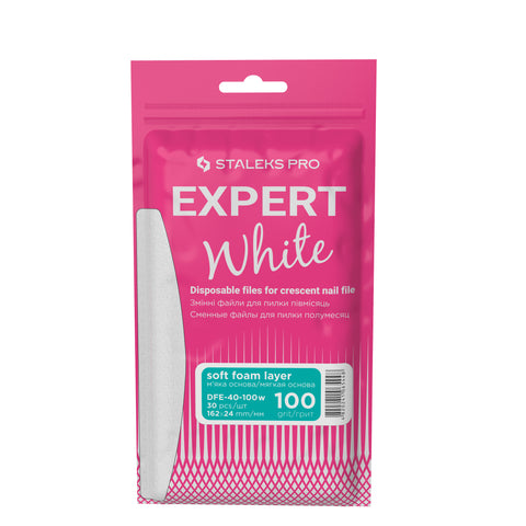 Recambios desechables blancos con espuma para uñas de media luna  EXPERT 40 100 grit (30 un.)