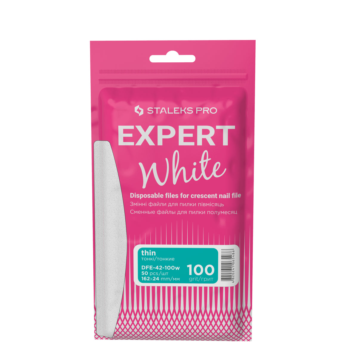 Recambios desechables blancos sin espuma para uñas de media luna  EXPERT 42 100 grit(50 un.)