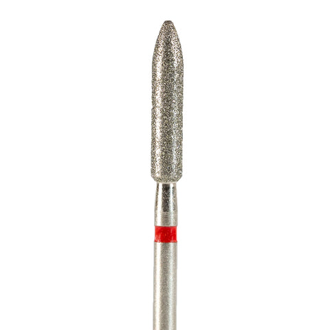 Fresa/Broca de diamante, forma de bala alargada roja 3.1