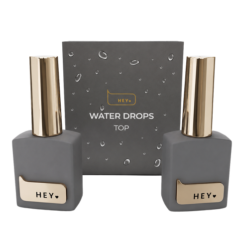 HEYLOVE – Set Top Coat “Water Drops” (efecto gotas de agua) – 2 × 15 ml