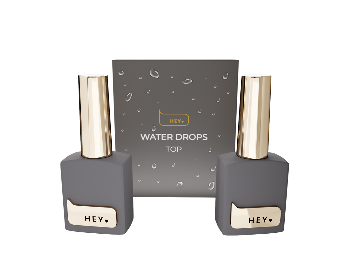 HEYLOVE – Set Top Coat “Water Drops” (efecto gotas de agua) – 2 × 15 ml
