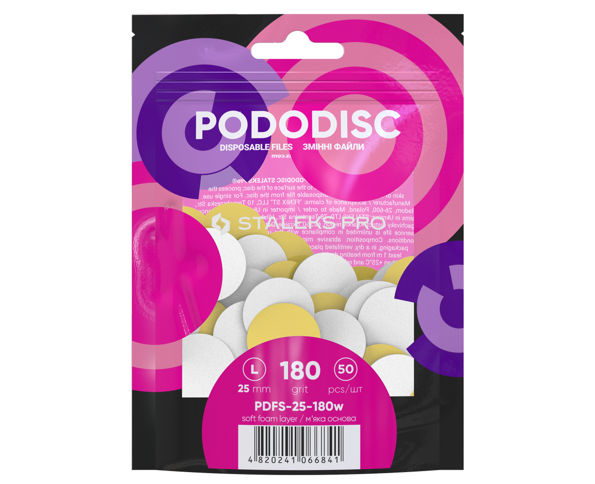 Recambios desechables para pododisco con esponja tamaño L(25mm) 180 grit (50un)