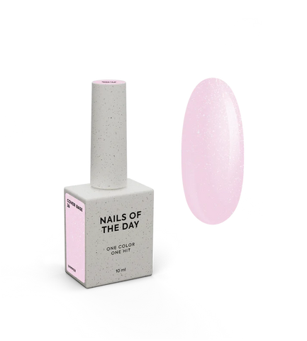 Nailsoftheday Cover base NEW Formula 26 rosa con shimmer plateado 10ml