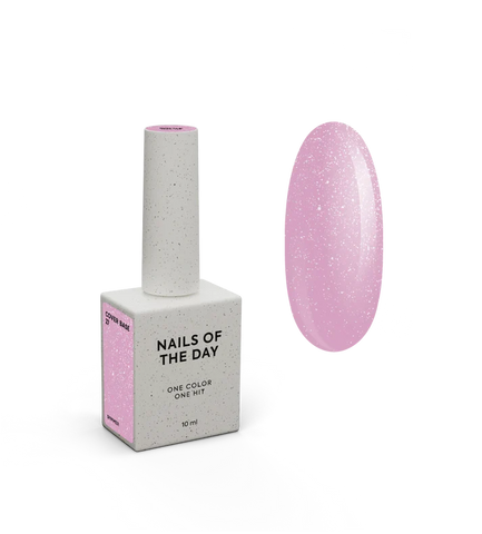 Nailsoftheday Cover base NEW Formula 27 Rosa con shimmer plateado 10 ml.
