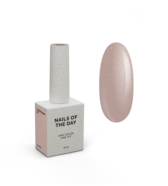 Nailsoftheday Cover base NEW Formula 30  nude con shimmer dorado 10 ml.