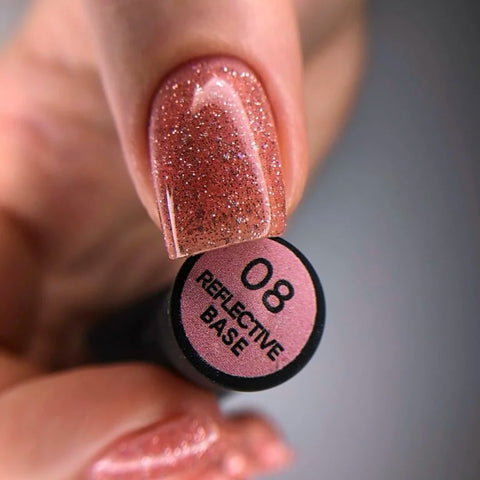 NAILSOFTHENIGHT 08  base reflectante de camuflaje con brillo ((melocotón) 10 ml