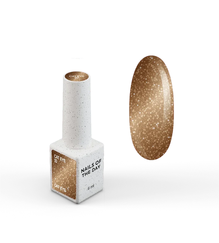 NAILSOFTHEDAY Gel Polish Cat Eye 10 efecto ojo de gato marrón con reflejo dorado 6 ml