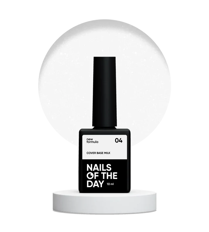 Nailsoftheday Cover base NEW Formula milk 04 Lechoso Con Brillo 10ml