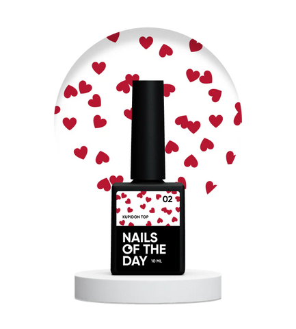 NAILSOFTHEDAY Kupidon top 02 top con corazones burdeos 10 ml