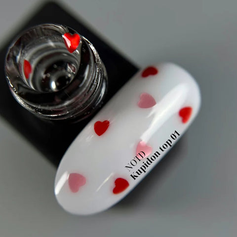 NAILSOFTHEDAY Kupidon top 01 top con corazones rojos  10 ml