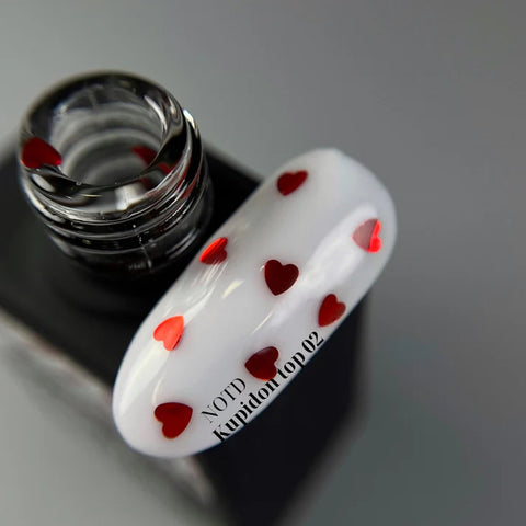 NAILSOFTHEDAY Kupidon top 02 top con corazones burdeos 10 ml