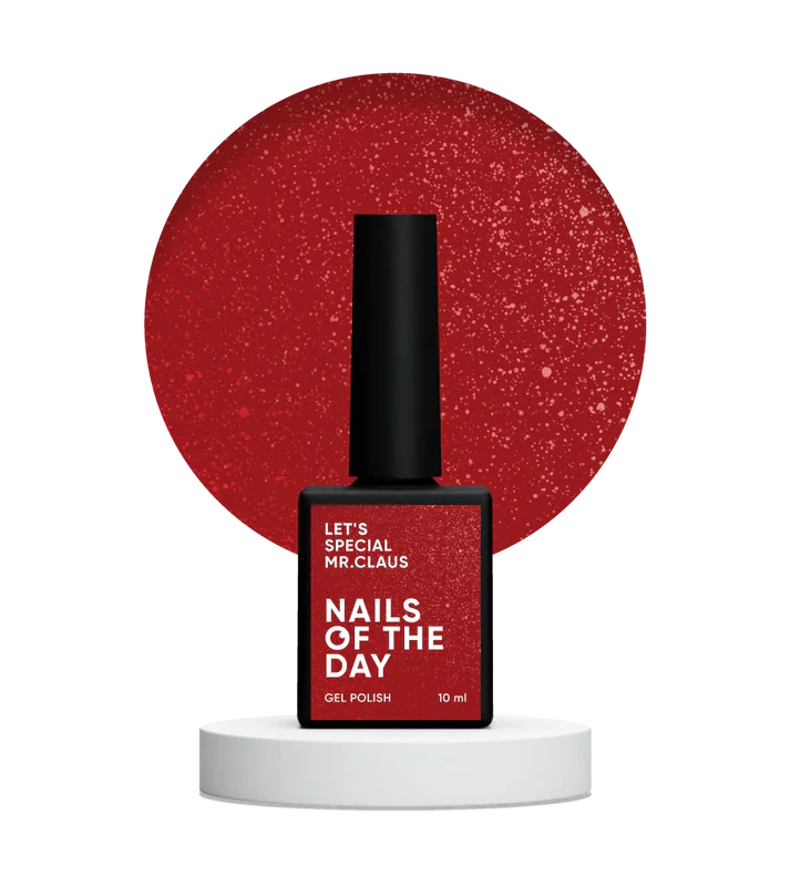 NAILSOFTHEDAY Let’s Special Mrs. Claus Rojo Intenso Con Brillo