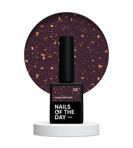 NAILSOFTHEDA Base 05 Imitacion Cristal Con Elementos Dorados, 10 ml