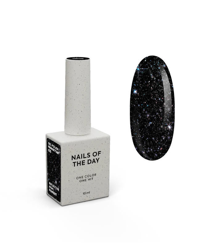NAILSOFTHENIGHT Manhattan esmalte reflectante negro con brillo 10 ml