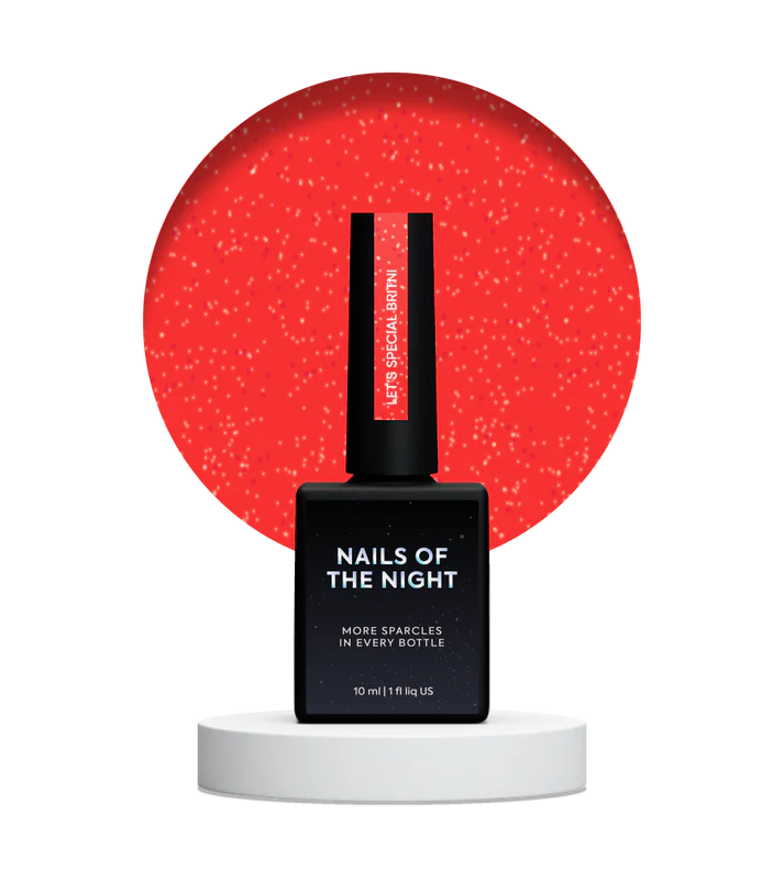 NAILSOFTHENIGHT Let's Special Britni Carmesí Brillante Con Brillo