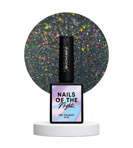 NAILSOFTHENIGHT 01  base reflectante de camuflaje con brillo (purpurina plateada y rosa) 10 ml