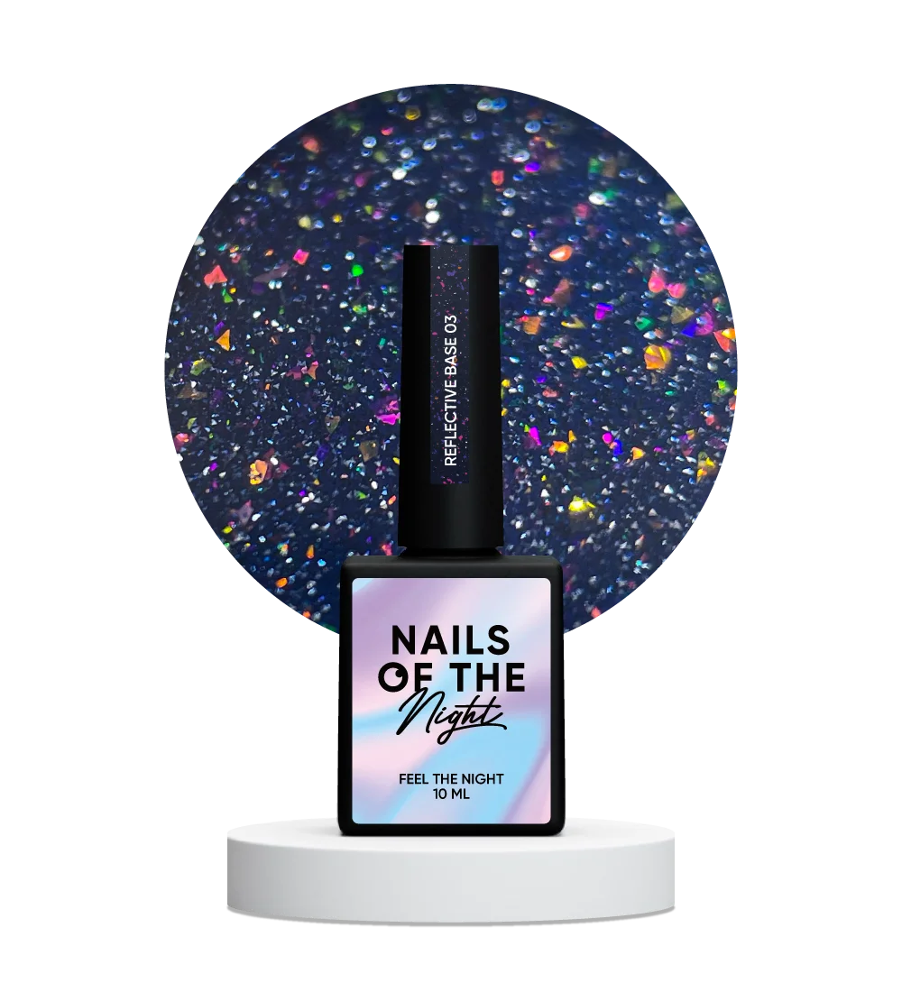 NAILSOFTHENIGHT 03  base reflectante de camuflaje con brillo (destellos violeta y rosa) 10 ml