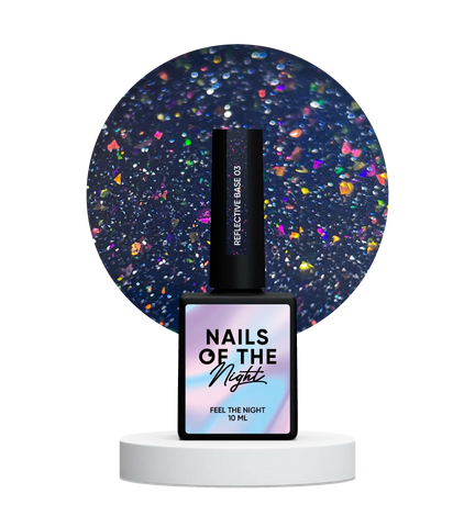 NAILSOFTHENIGHT 03  base reflectante de camuflaje con brillo (destellos violeta y rosa) 10 ml