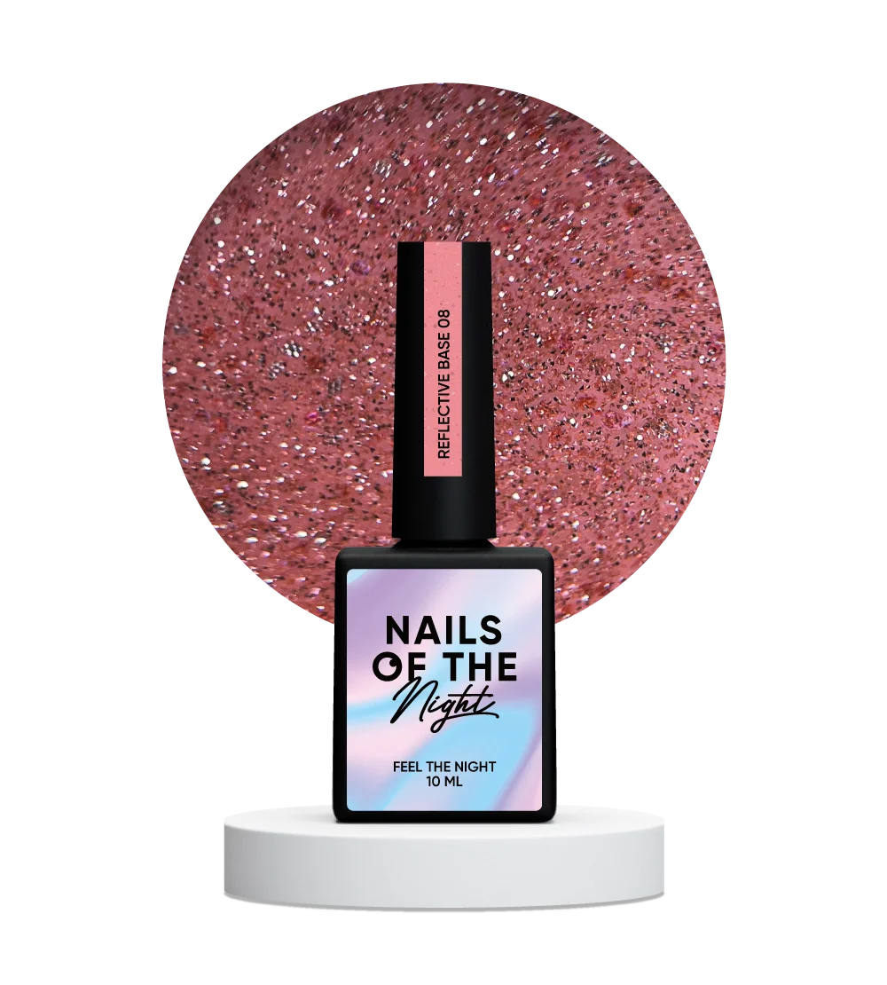 NAILSOFTHENIGHT 08  base reflectante de camuflaje con brillo ((melocotón) 10 ml