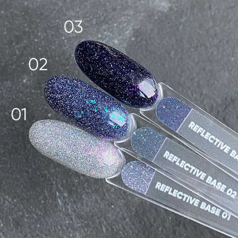 NAILSOFTHENIGHT 03  base reflectante de camuflaje con brillo (destellos violeta y rosa) 10 ml